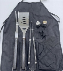 6-Piece BBQ Grilling Tool Set with Apron and Gloves