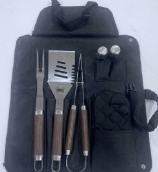 6-Piece BBQ Tool Set with Apron, Stainless Steel Grill Accessories