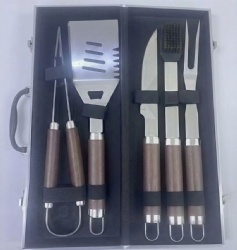 5-Piece BBQ Grill Tool Set - Premium Stainless Steel with Aluminum Case