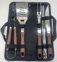 8-Piece BBQ Tool Set with Tong, Spatula, Fork, Knife, Skewers
