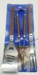 3-Piece 410 Stainless Steel BBQ Tool Set with PP Handles