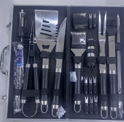 23-piece BBQ Grill Tool Set - Aluminum Carry Case for Outdoor Grilling