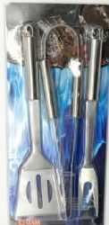 3-Piece BBQ Tool Set with Spatula, Fork, & Tong