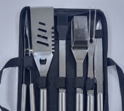 6-Piece BBQ Tool Set with Durable Stainless Steel Grilling Tools - Oxford Cloth Carry Bag