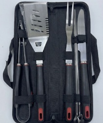 8 PCS BBQ Tool Set - Grilling Kit with Fork, Spatula, Tongs, Knife & Skewers