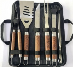 9-Piece BBQ Tool Set with Stainless Steel Skewers - Grilling Accessories