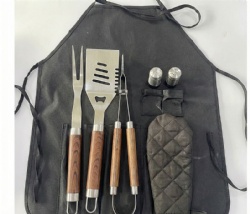 BBQ Apron Set 6-Piece Grill Tools with Oxford Cloth Apron