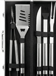 BBQ Grill Set - 5 Piece Stainless Steel Tools with Aluminum Case