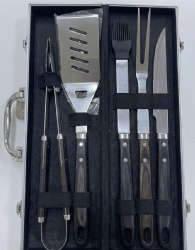 BBQ Grill Utensil Set with 5-Piece Stainless Steel Tools & Aluminum Case
