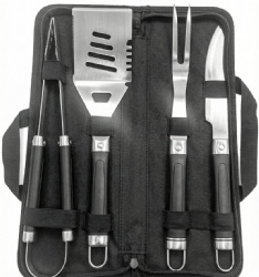 BBQ Tool Set - 4 Piece Stainless Steel Grilling Kit with Oxford Carry Bag