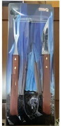 BBQ Tool Set 3-Piece with Wooden Handles