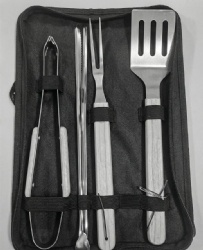 BBQ Tool Set 7 Piece Stainless Steel with Oak Handles Grill Accessories